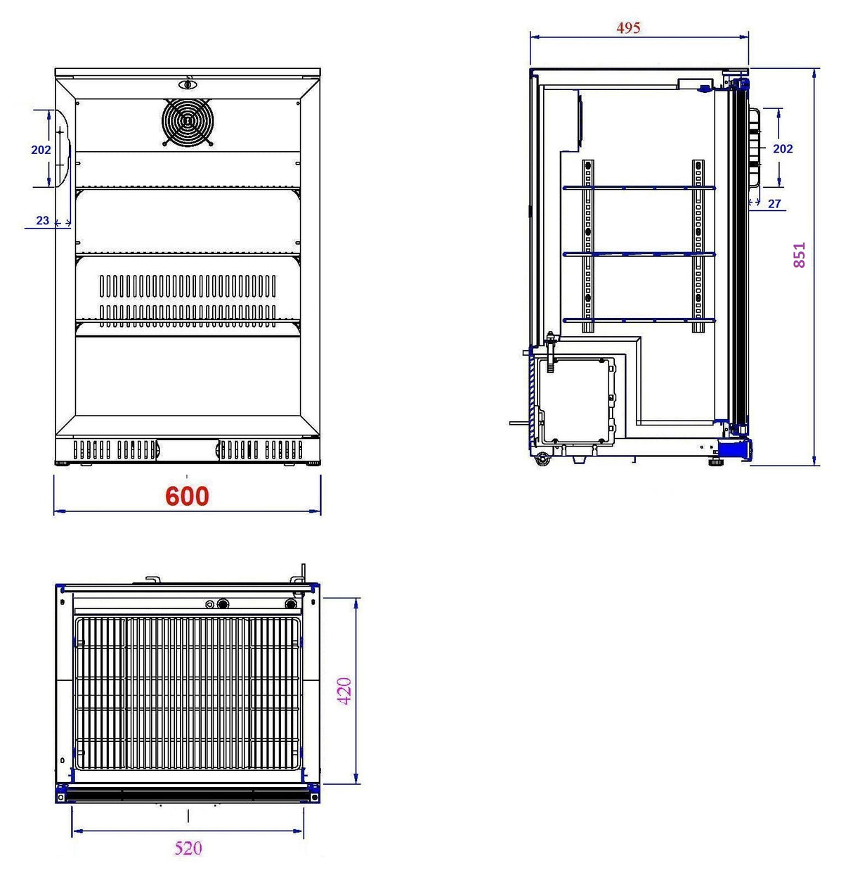 Combisteel Backbar Cooler Schwarz 1 Tür - 7527.0030