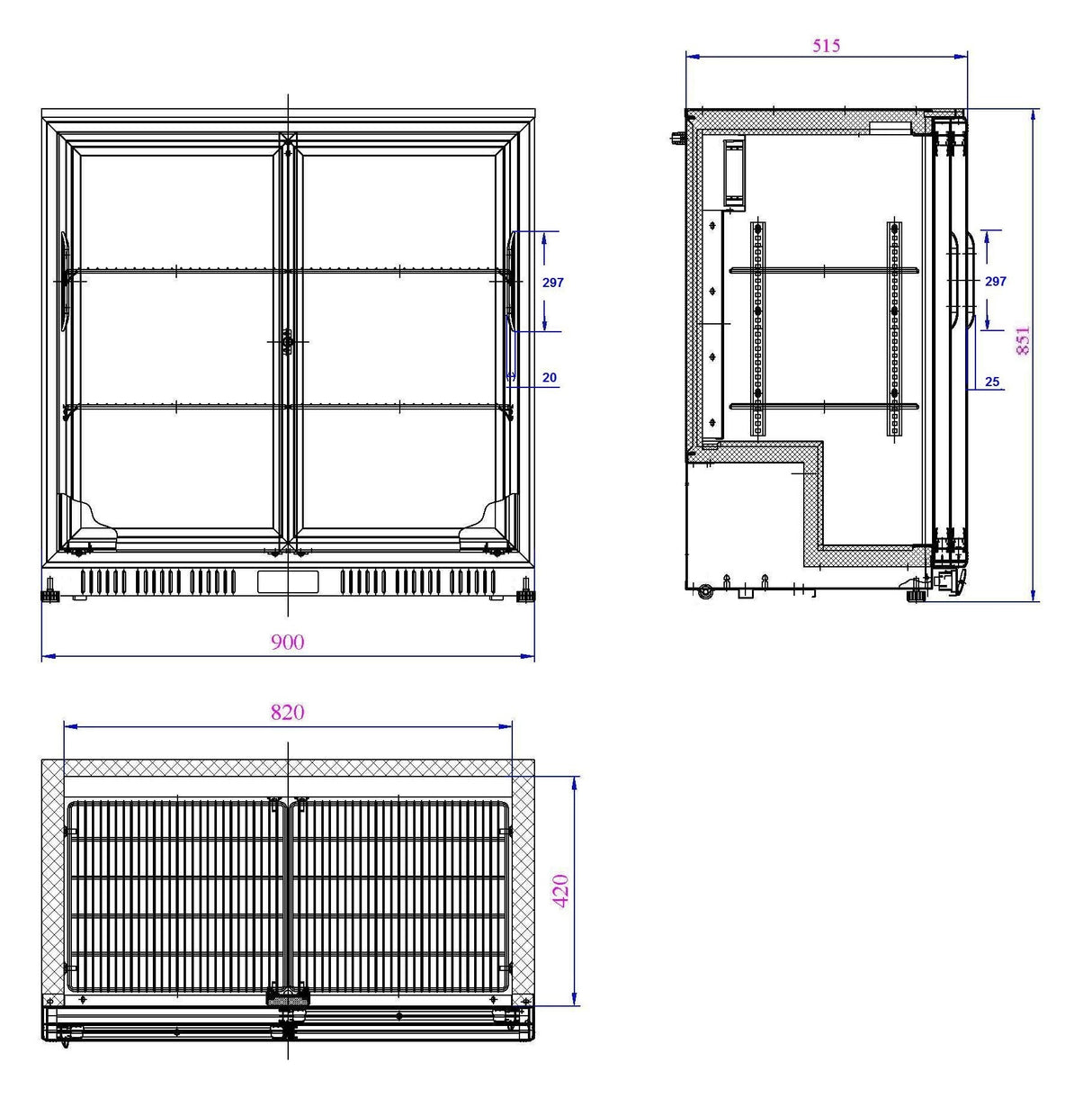 Combisteel Backbar Cooler Black 2 Sliding Doors - 7527.0045