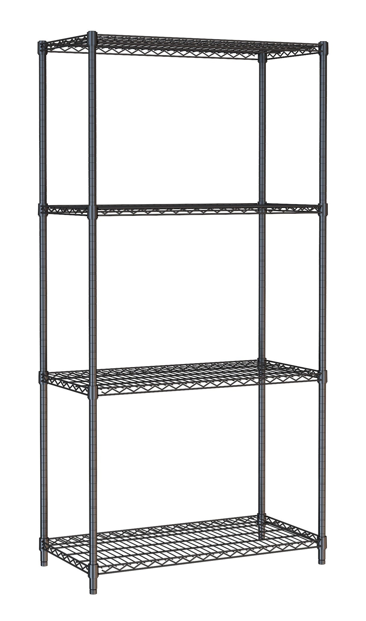 Combisteel Shelf Units 4 Levels Black Flat Packed - 7530.0025 Chrome Wire Shelving and Racking Combisteel