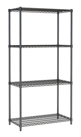 Combisteel Shelf Units 4 Levels Black Flat Packed - 7530.0025 Chrome Wire Shelving and Racking Combisteel