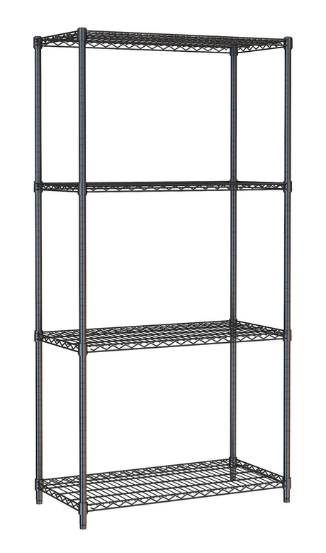 Combisteel Shelf Units 4 Levels Black Flat Packed - 7530.0025 Chrome Wire Shelving and Racking Combisteel