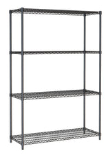 Combisteel Shelf Units 4 Levels 1200 Black Flat Packed - 7530.0030 Chrome Wire Shelving and Racking Combisteel