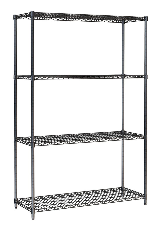 Combisteel Shelf Units 4 Levels 1200 Black Flat Packed - 7530.0030 Chrome Wire Shelving and Racking Combisteel