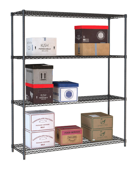 Combisteel Shelf Units 4 Levels 1500 Black Flat Packed - 7530.0035