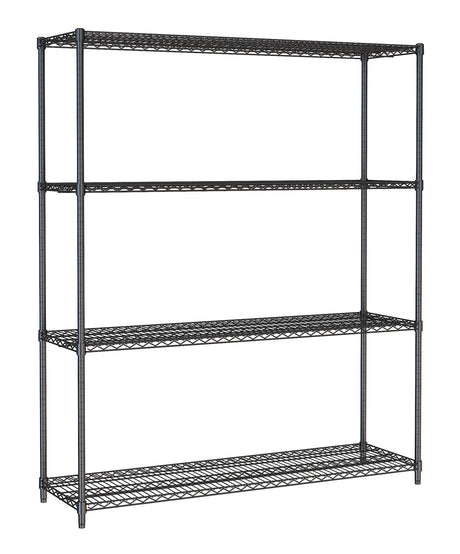 Combisteel Shelf Units 4 Levels 1500 Black Flat Packed - 7530.0035 Chrome Wire Shelving and Racking Combisteel