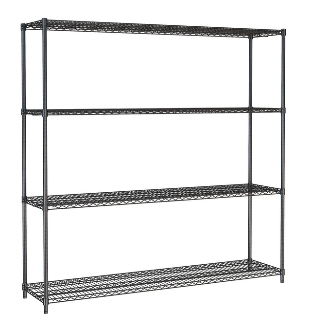 Combisteel Shelf Units 4 Levels 1800 Black Flat Packed - 7530.0040 Chrome Wire Shelving and Racking Combisteel