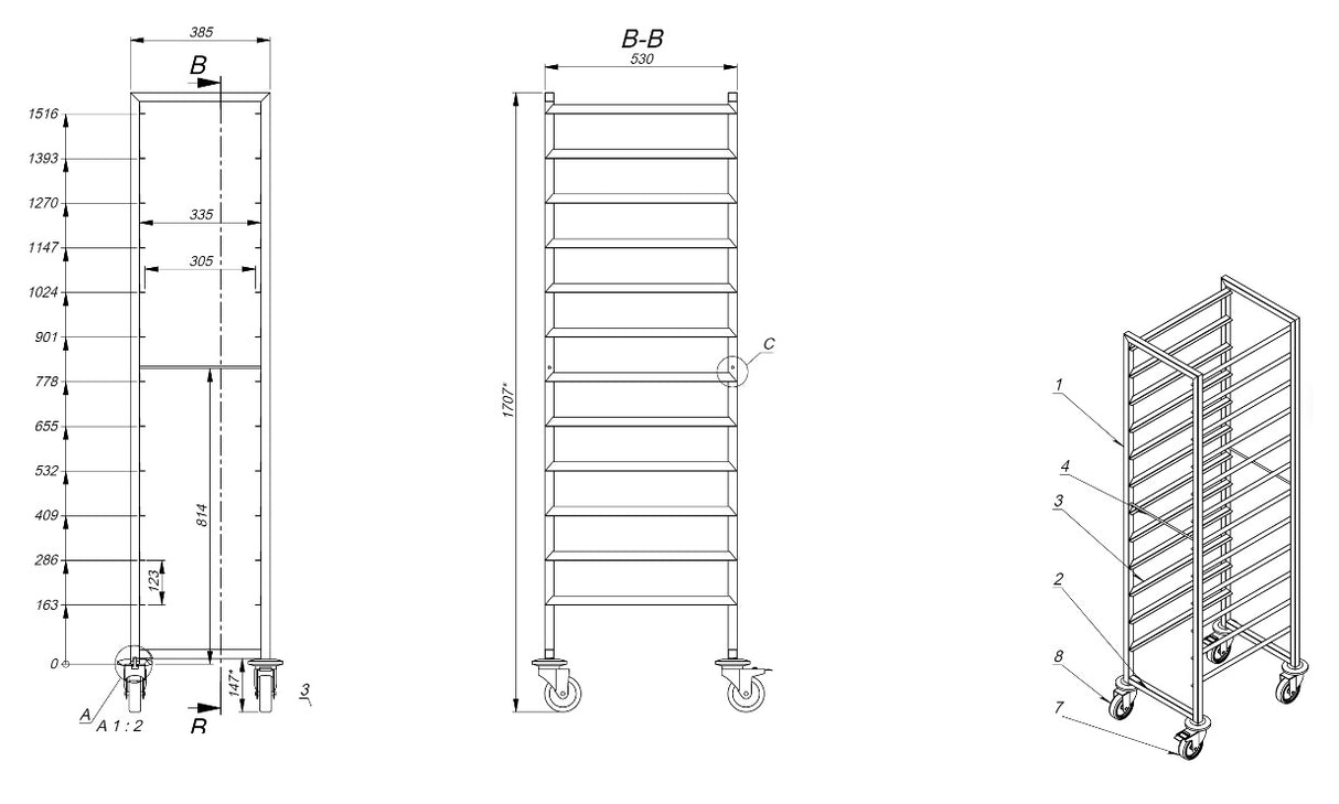 Combisteel Clearing Trolleys 1/1GN - 7819.0006