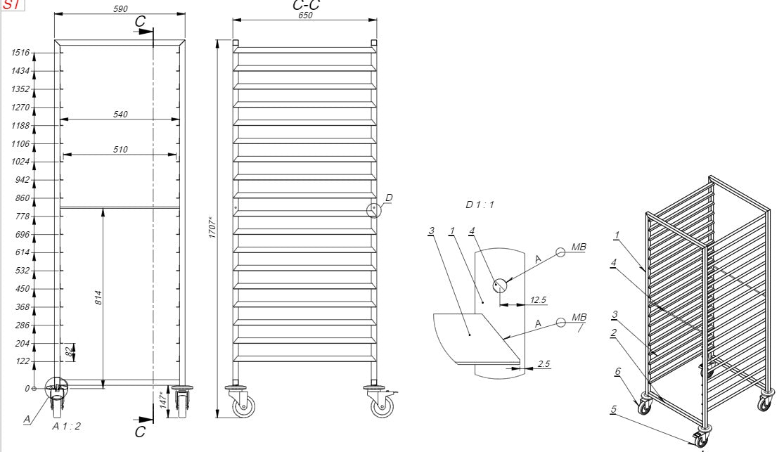 Combisteel Abräumwagen 2/1GN 18X - 7819.0026