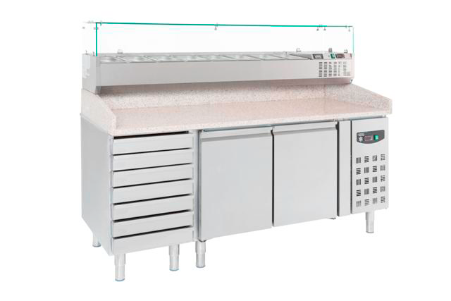 Combisteel Pizzabalie 2 deuren 7 deegladen - 7950.0042