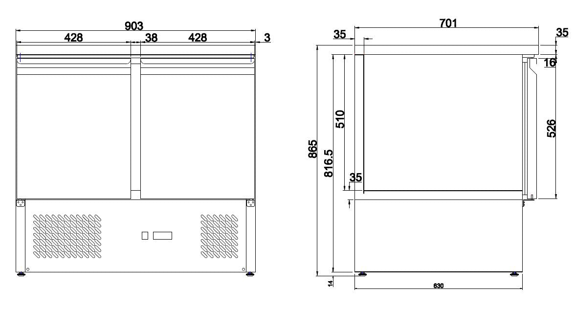 Combisteel Gekoelde Toonbank 2 Deuren - 7950.0106