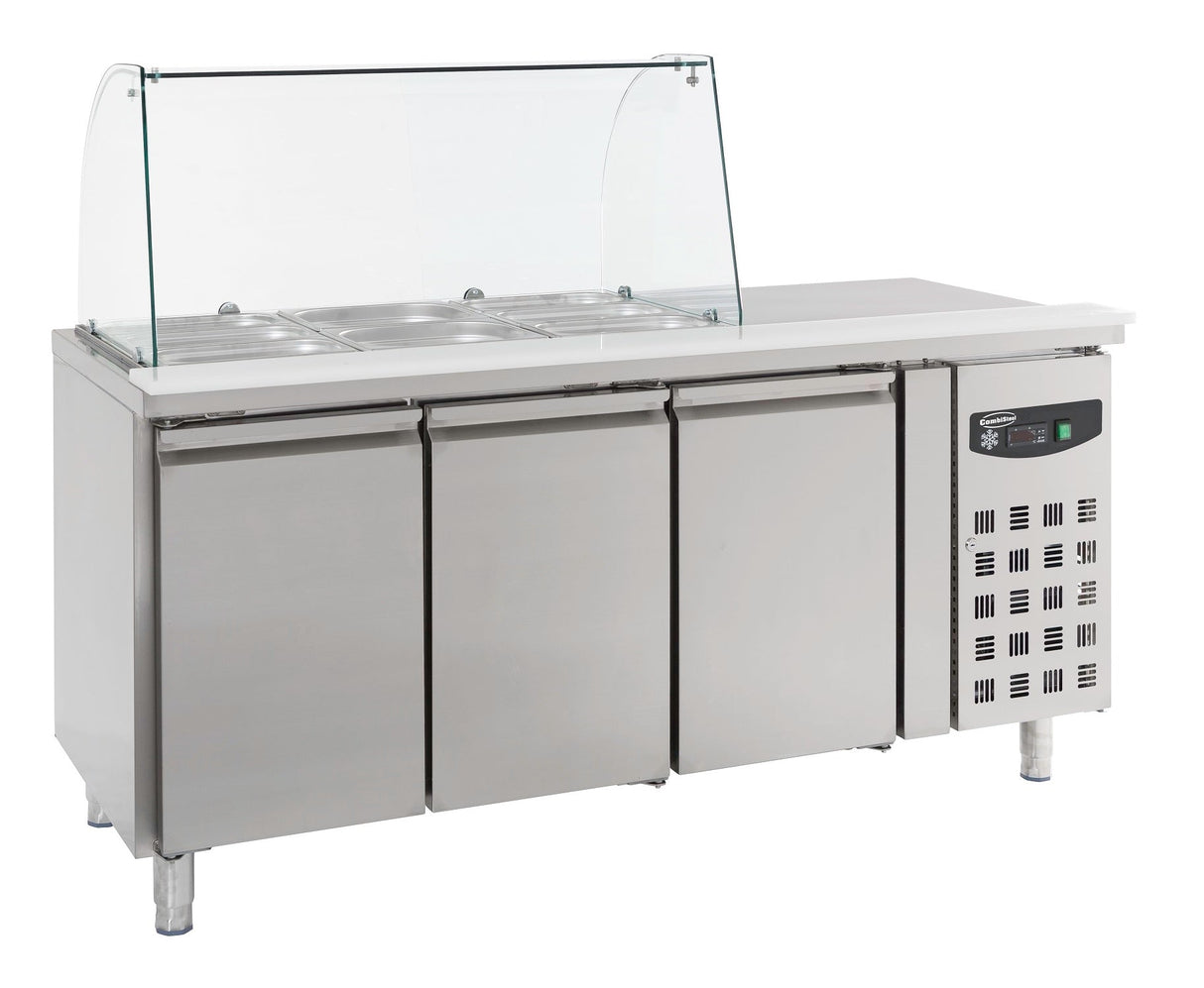 Combisteel Refrigerated Counter With Glass Cover 3 Doors - 7950.0415  Combisteel