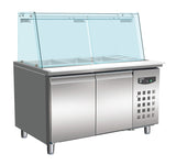 Combisteel 700 Refrigerated Counter With Glass Cover 2 Doors  3X 1/1 + 3X 1/6GN Container - 7950.0422  Combisteel