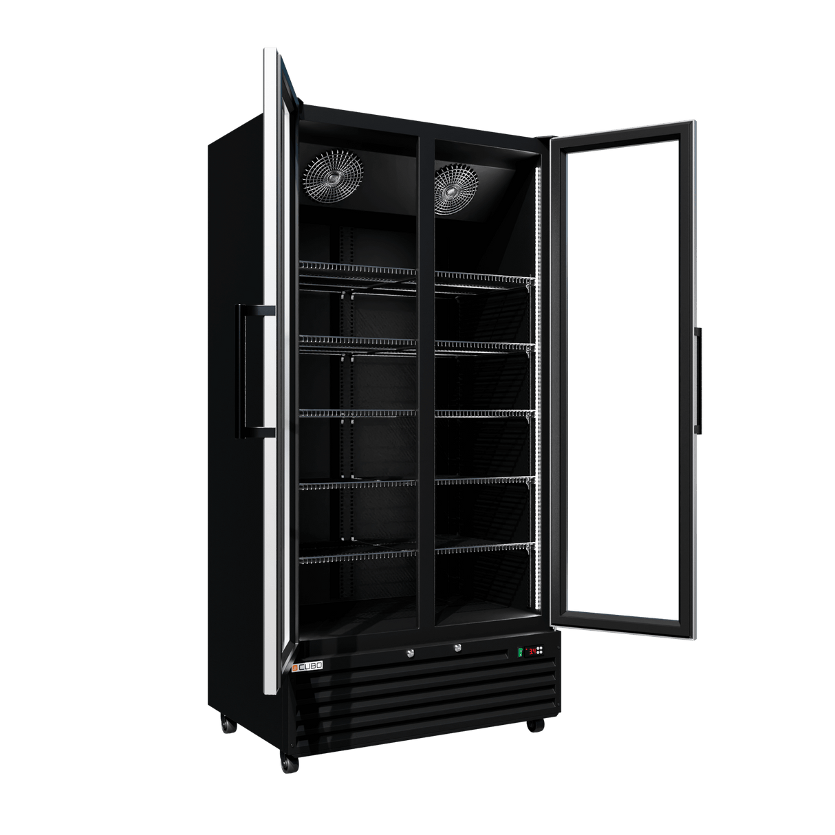 CUBO koelkast - 776 liter – 2 Glasdeuren – 10 Legplanken – Zwart Interieur – CS-SU800