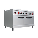 CUBO Gasherd 27 kW – 6-flammig – inkl. statischem Gasbackofen 8 kW – 90 cm Tiefe – Hochwertiges Modell – CS-90-QQ-6-M