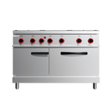 CUBO Gasherd 27 kW – 6-flammig – inkl. statischem Gasbackofen 8 kW – 90 cm Tiefe – Hochwertiges Modell – CS-90-QQ-6-M
