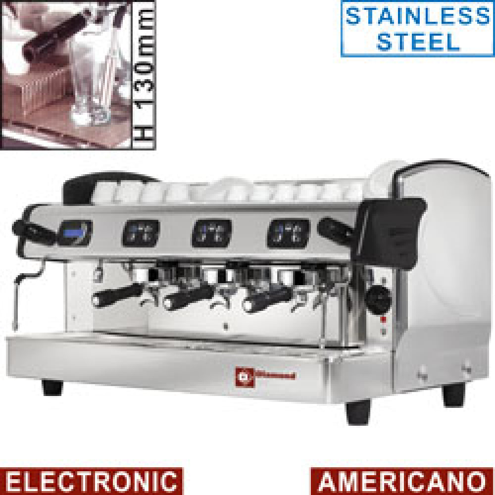 Diamond Expresso Kaffeemaschine 3 Gruppen h130mm, auto. (mit Display) - AROMA/3ED-AM-N