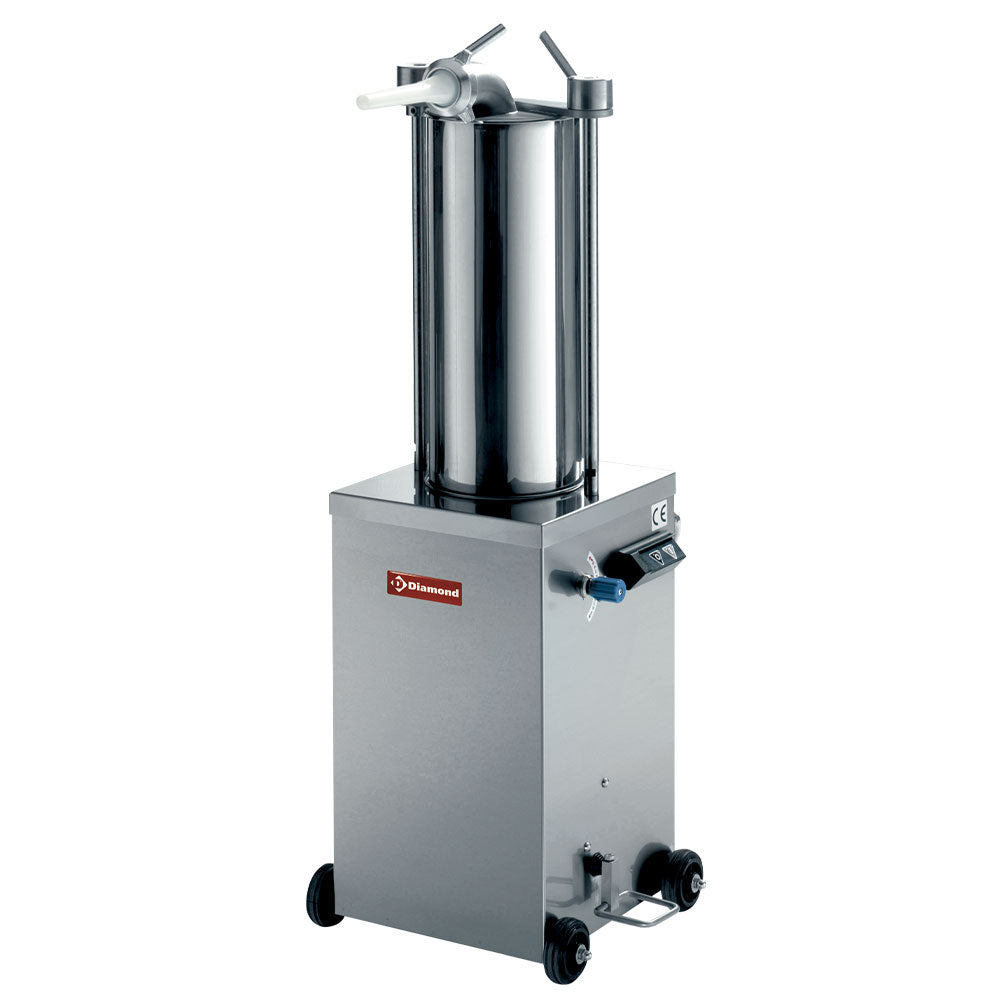 Diamond Stainless steel hydraulic vertical sausage filler, 15 liters on wheels - BSH-15A