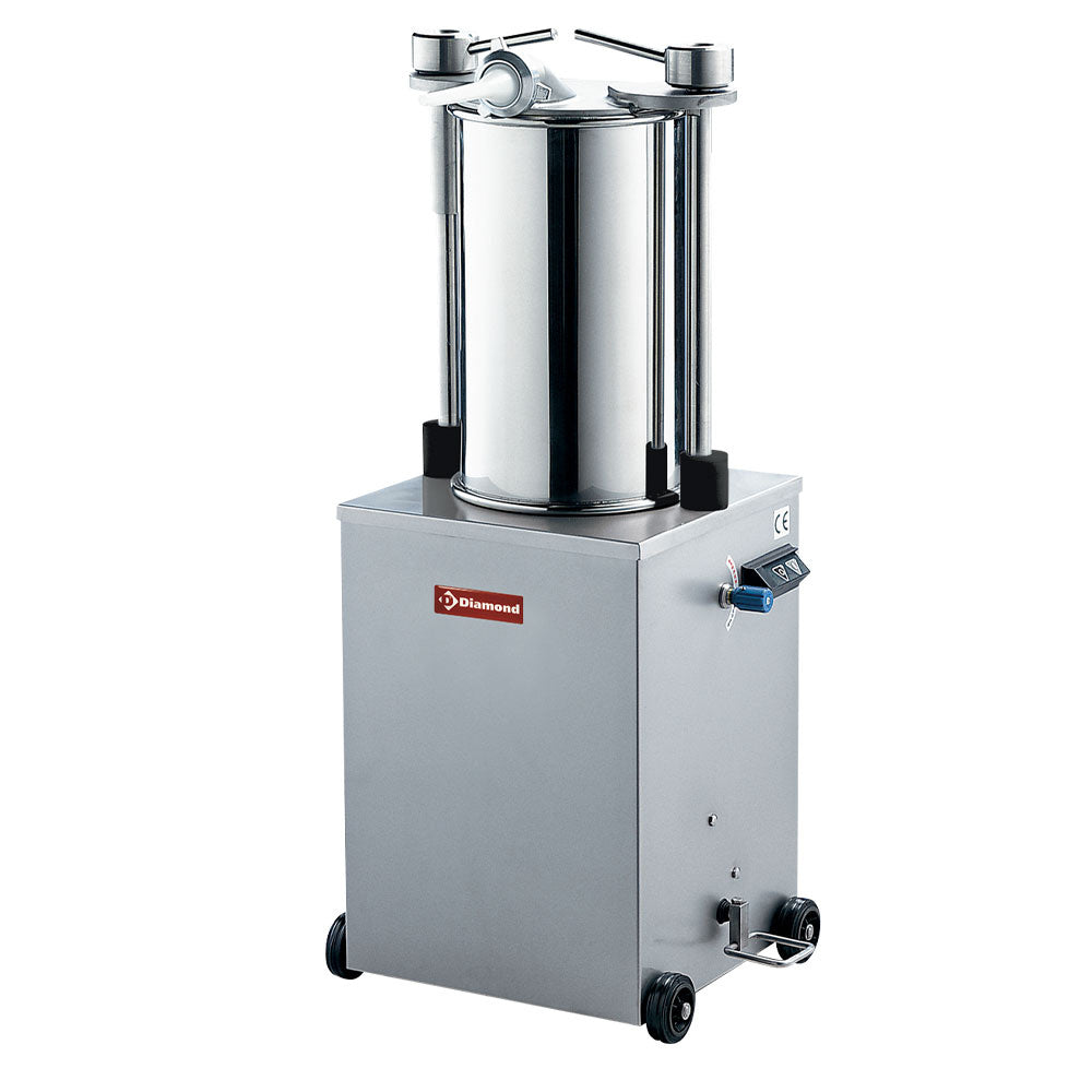 Diamond Stainless steel hydraulic vertical sausage filler, 25 liters on wheels - BSH-25B