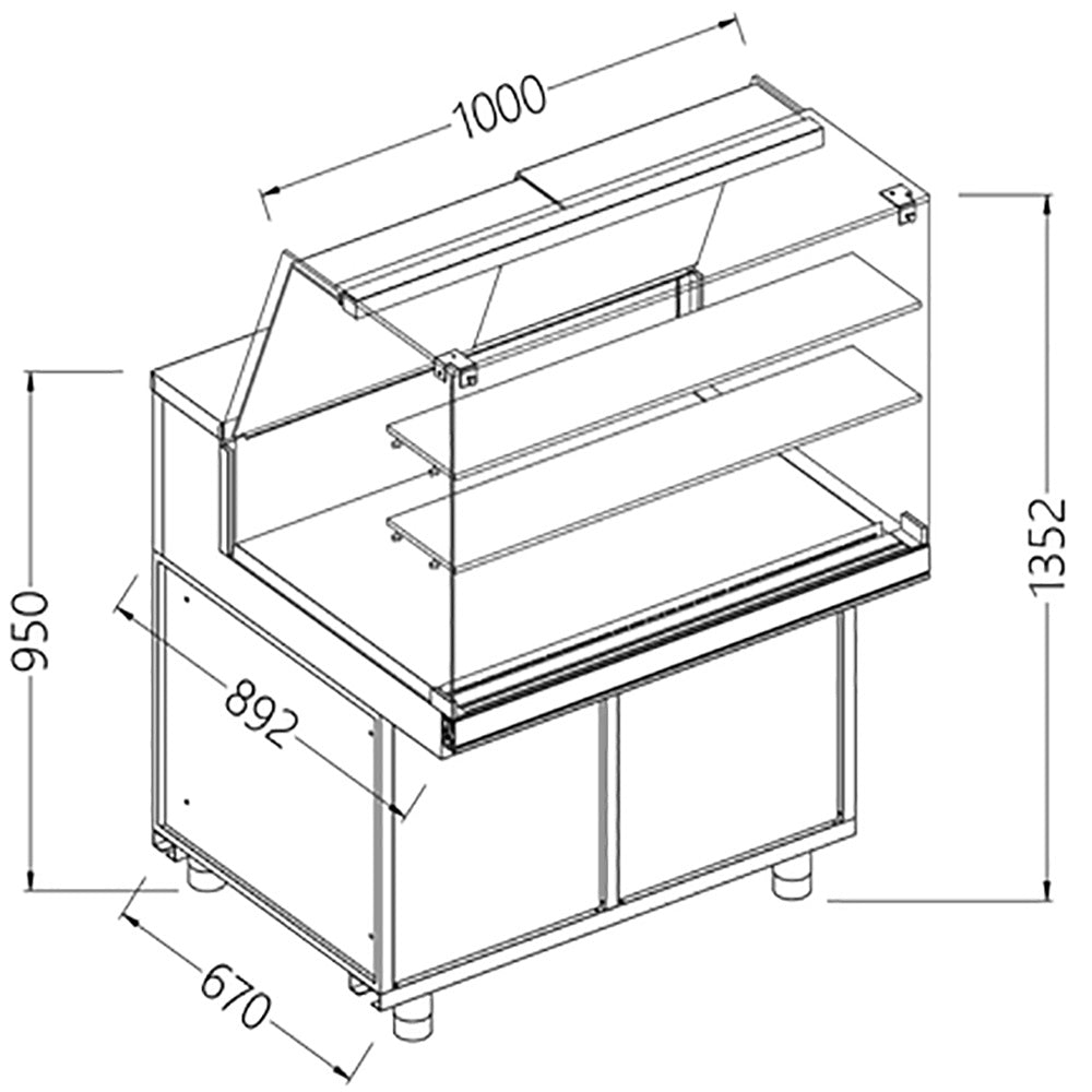 Diamond Display counter EN & GN, high window, static, without storage space - CA10X