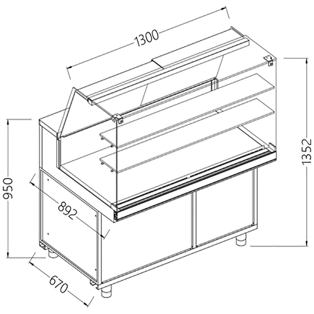 Diamond Display counter EN & GN, high window, static, without storage space - CA13X