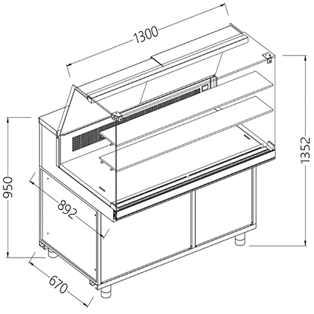 Diamond Koel- en warmhoudvitrine EN &amp; GN, hoog glas, statisch, zonder reserve - CFA13X