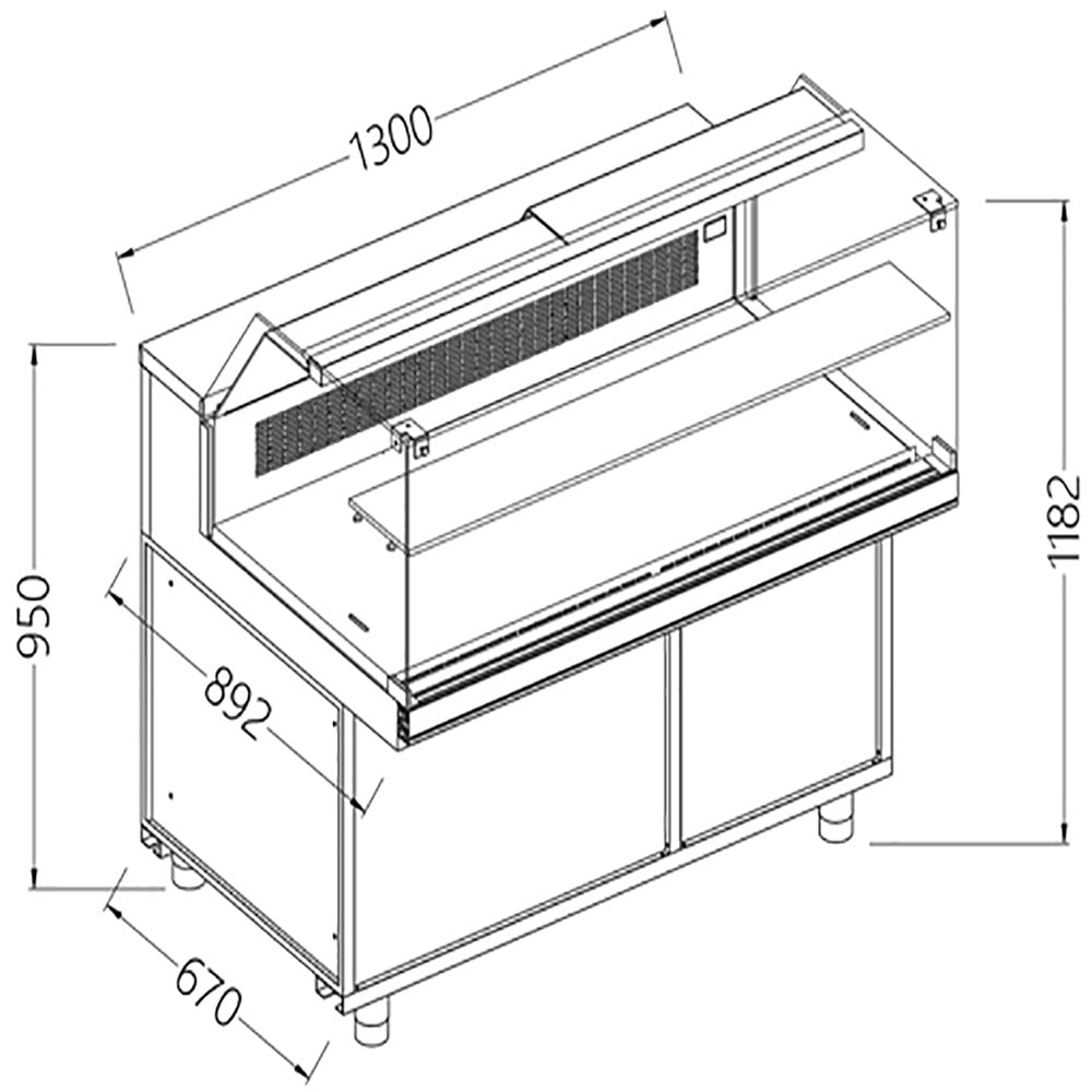 Diamond Koel- en warmhoudvitrine EN &amp; GN, laag glas, statisch, zonder reserve - CFB13X