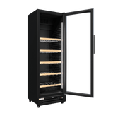 CUBO Wijnkoelkast 360L – Glasdeur – 5 Houten Legplanken – Zwart Interieur – CS-WF375