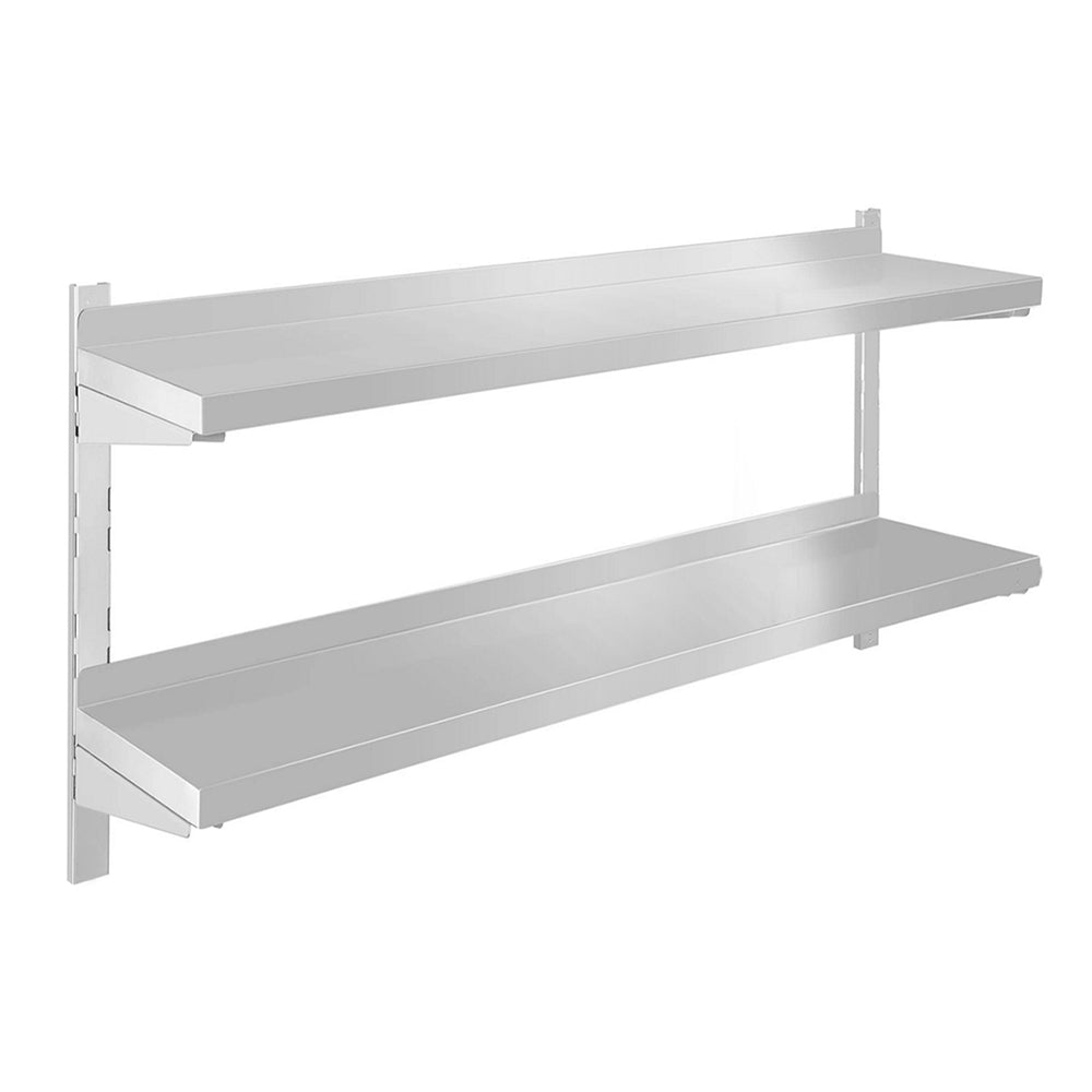 CUBO Rek met 2 Niveaus voor Wandmontage 1200mm Roestvrijstaal CS-2TS-1200