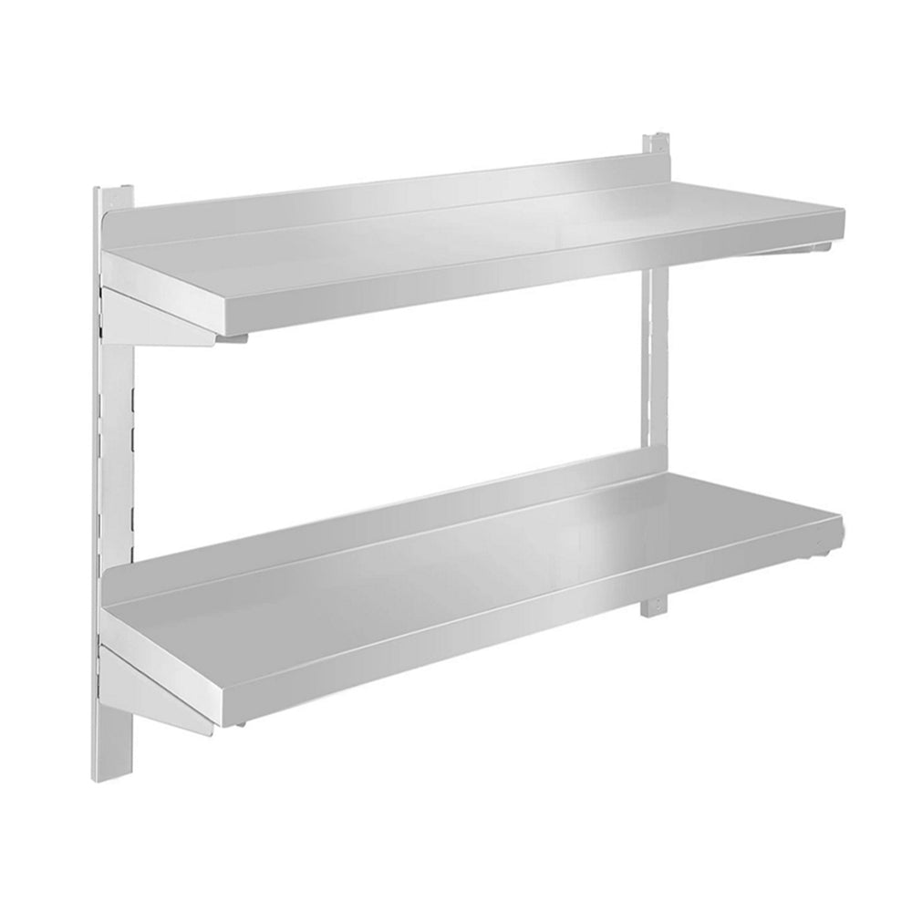 CUBO Wandregal mit 2 Ablagen, 800 mm, Edelstahl CS-2TS-800