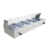 CUBO Bain Marie Beheizte Vitrine - 4x GN 1/2 - Glasumrandung / Niesschutz - Pfannen und Deckel inklusive - CS-BM4S