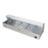 CUBO Bain Marie Beheizte Vitrine - 4x GN 1/2 - Glasumrandung / Niesschutz - Pfannen und Deckel inklusive - CS-BM4S