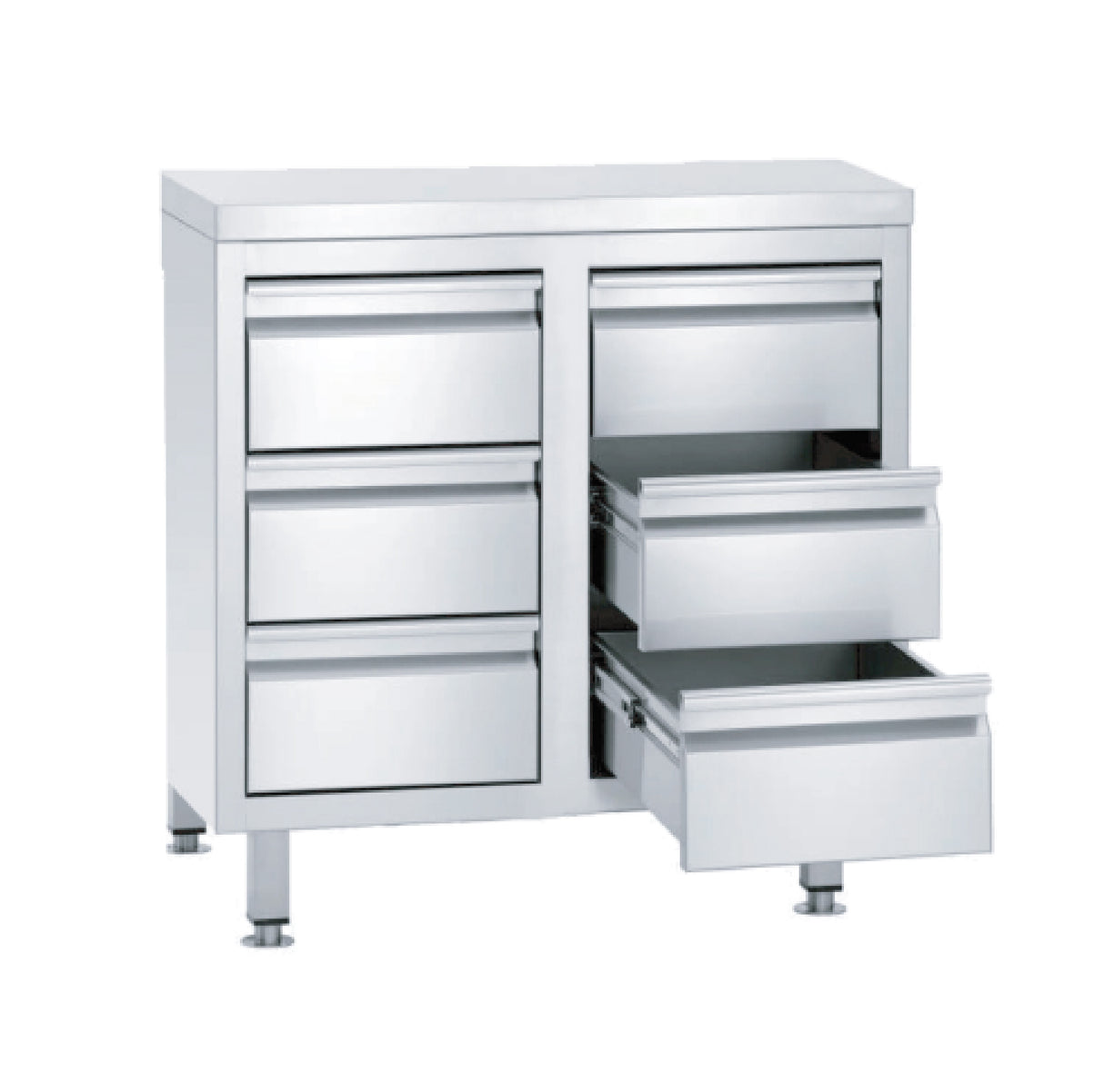 CUBO RVS Kast met 6 Laden Bak 1000mm CS-C6D