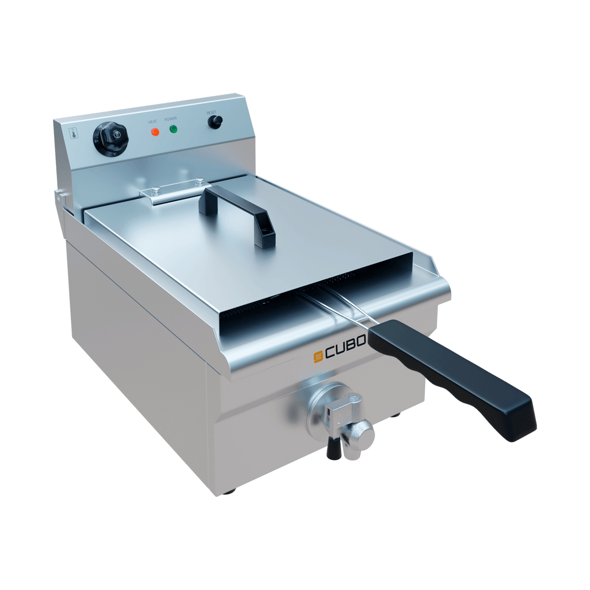 CUBO Fritteuse 12L - Elektrische Tischfritteuse - mit Ablasshahn - CS-ESF-12-DT