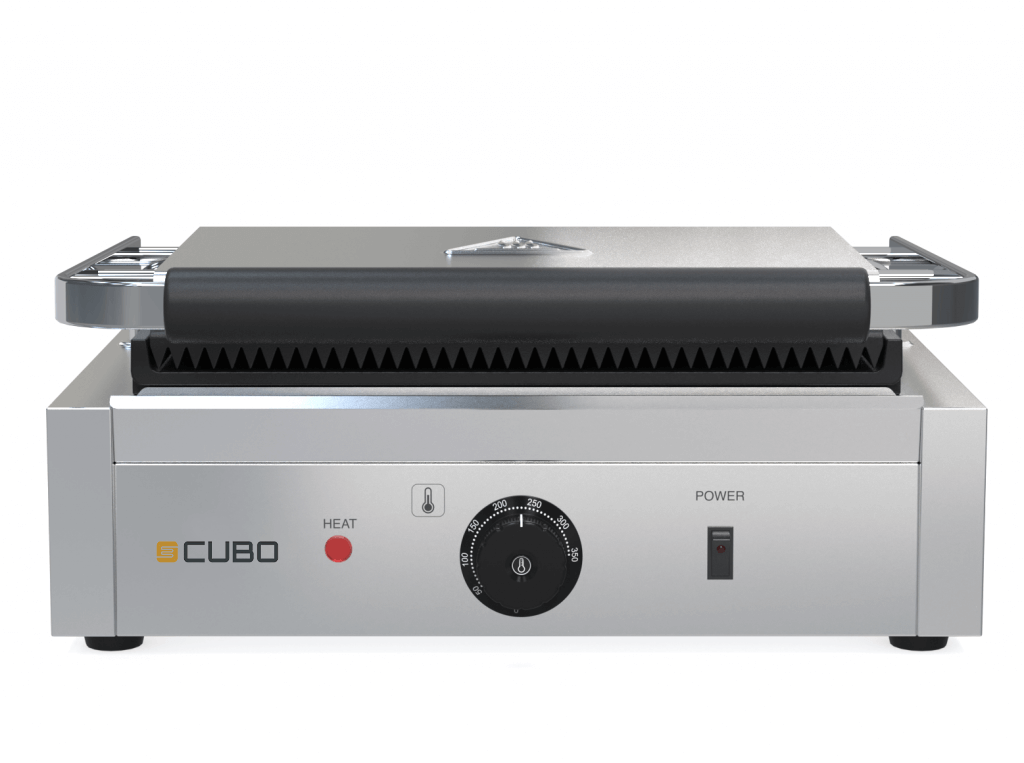 CUBO Kontaktgrill – gerippte Oberseite, flacher Boden – Panini-Maker – CS-GH811L