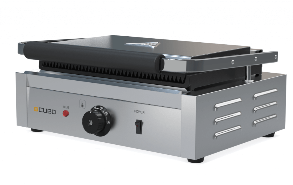 CUBO Kontaktgrill – gerippte Oberseite, flacher Boden – Panini-Maker – CS-GH811L