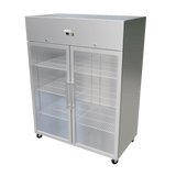 CUBO Storage Refrigerator 1341L - 2 Glass Door - Stainless Steel Upright - Fan Assisted Cooling - GN2/1 - CS-GN1410TNG