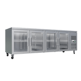 CUBO Glass Door Preparation Workbench 638L - 4 Door Counter Fridge - Stainless Steel - 2230(W) x 717(D)mm - CS-GN4100TNG