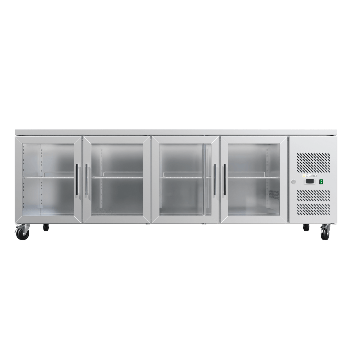 CUBO Glass Door Preparation Workbench 638L - 4 Door Counter Fridge - Stainless Steel - 2230(W) x 717(D)mm - CS-GN4100TNG