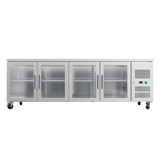 CUBO Glass Door Preparation Workbench 638L - 4 Door Counter Fridge - Stainless Steel - 2230(W) x 717(D)mm - CS-GN4100TNG