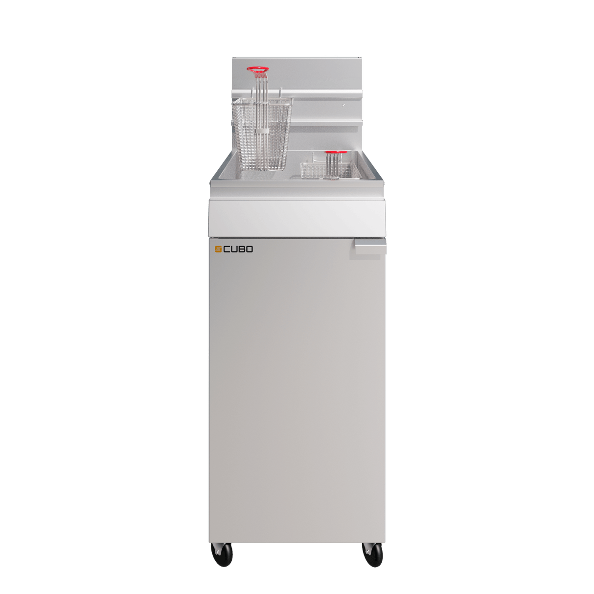 CUBO Gasfritteuse 28 l – freistehend – Doppelkorb, Einzeltank – LPG-Umrüstsatz – CS-MGEF-4-OZ