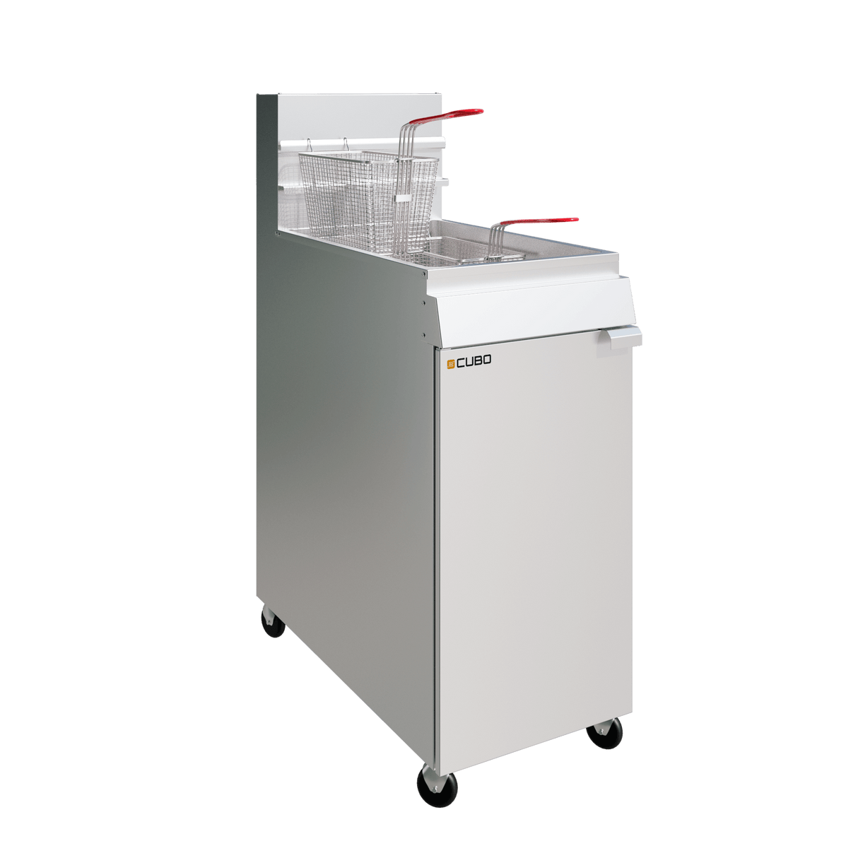 CUBO Gasfritteuse 28 l – freistehend – Doppelkorb, Einzeltank – LPG-Umrüstsatz – CS-MGEF-4-OZ