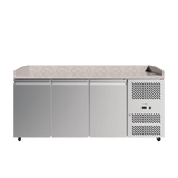 Cubo Pizzakühltisch - 3 Türen - 580L - Edelstahl mit Granitarbeitsfläche - CS-PZ3600TN