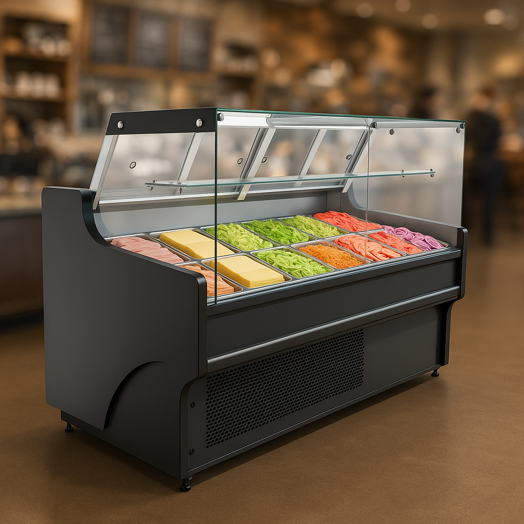 Cubo Koeltoonbank - 1580 mm - Zwart met gepoedercoat interieur en glazen omlijsting - LED-verlichting - CS-SOC15