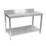 CUBO 2-stufiger Edelstahl-Arbeitstisch 1200mm mit Aufkantung CS-WT-1200