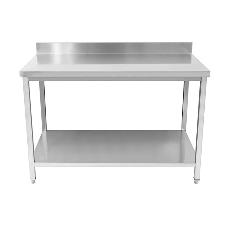 CUBO 2-stufiger Edelstahl-Arbeitstisch 1200mm mit Aufkantung CS-WT-1200