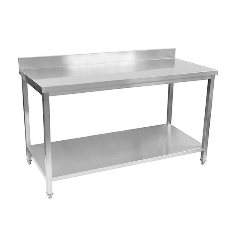 CUBO 2-stufiger Arbeitstisch aus Edelstahl 1400 mm mit Aufkantung CS-WT-1400