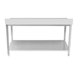CUBO 2-stufiger Arbeitstisch aus Edelstahl 1400 mm mit Aufkantung CS-WT-1400