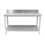 CUBO 2-stufiger Arbeitstisch aus Edelstahl 1400 mm mit Aufkantung CS-WT-1400
