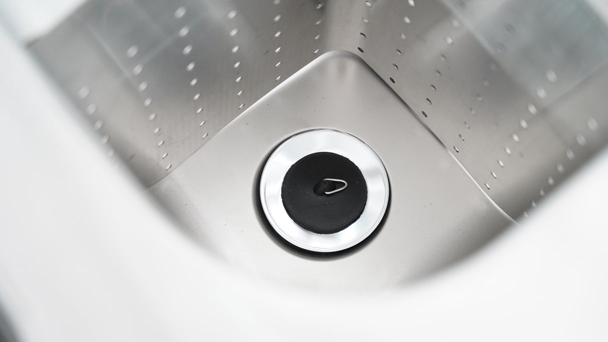 CUBO roestvrijstalen dubbele spoelbak met afdruipplaat rechts 1400 mm CS-SSWB-1400