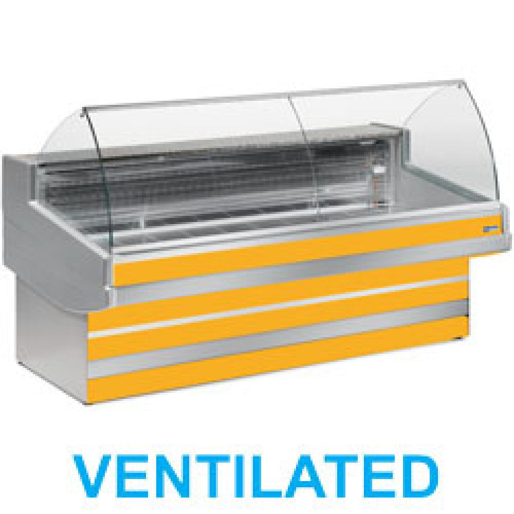 Diamond Ventilated refrigerated counter display with curved glass panel without storeroom - EB40/C3-VV